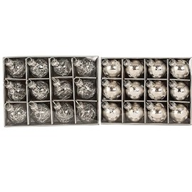 Geschenkestadl 24 Weihnachtskugel Glas Silber glänzend Schneeflocke Lametta Christbaumschmuck Ø 3 cm Baumschmuck Anhänger