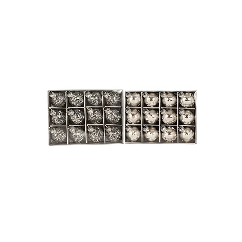 Geschenkestadl 24 Weihnachtskugel Glas Silber glänzend Schneeflocke Lametta Christbaumschmuck Ø
