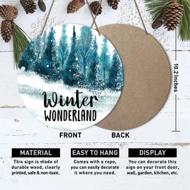 Winter Merry Christmas Decor Sign for Home Room Front Door, Winter Xmas Merry Christmas Decorations for Home Porch Holiday Xmas Gifts for Women Men, Winter Wonderland