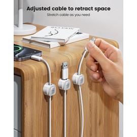 12 Pack Magnetic Cable Clips – Cord Organizer & Holder, Toocki Adhesive Cable Management, Wire Holder for USB Charging Cables, Ideal for Home, Office, Car, Desk, and Nightstand-White