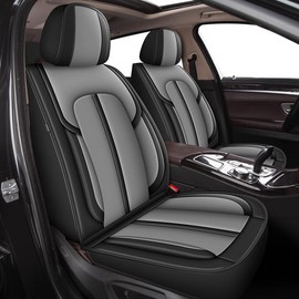 DISUTOGO Seat Covers Full Set Fit for Ford Escape 2001-2023 2024 Faux Leather Car Seat Cover Waterproof Automotive Seat Cushion Protectors Compatible Airbag (5 Seats, Black&Grey)