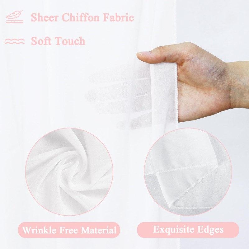 FANPROMS Wedding Arch Drapes White Sheer Fabric 18FT 2 Panels