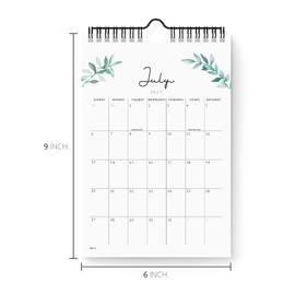 Mini Calendar 2025-2026, 6''x9'' Small Wall Calendar, July 2025 to December 2026, Modern Greenery Minimalist Calendar, Academic Desktop Calendar, Perfect for Home, Office,School, Easy to Organize