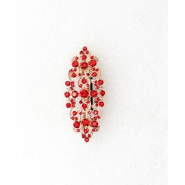 Faship Gorgeous Red Rhinestone Crystal Floral Hair Barrette Clip