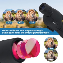 Upcheirna 25-75x60 Spotting Scope for Adults with High Image Clarity, Lightweight & Stable Tripod, Easy Adjustment,Ideal for Target Shooting, Hunting, and Outdoor Adventures Spotter Scope