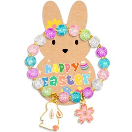 Parma77 Easter Gifts for Girls, Adjustable Bunny Bracelet Basket Stuffers with Rabbit Card for Kids, Teens, Women