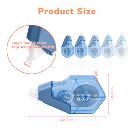 Temiary 5 Pcs Correction Tapes, White Tape for Instant Corrections, Aesthetic Correction Tape Set With No Drying Time, Easy to Use Applicator for School and Office (Blue)
