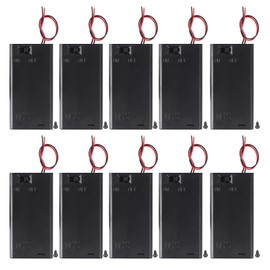 hrsyyl 10pcs AA Battery Holder 2AA Battery Box with Back Cover 2X 1.5V AA Battery Case with ON Off Switch