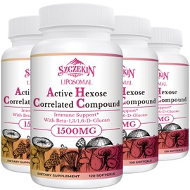 1500mg Liposomal Active Hexose Correlated Supplement,480 Soft Gels Beta-Glucans with Natural Mushroom Extract, Immune System, Liver Function, Maintain T-Cell & Killer Cell Activity