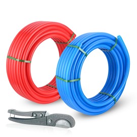 1/2 Inch Seelink Blue & Red PEX-A Pipe, 2 x50 ft (100 ft) Pex A Tubing for Hot/Cold Water Plumbing Application with a Pipe Cutter(XRB50)
