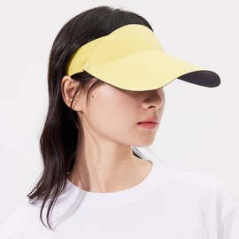 OHGOLF Women Wide Brim Sun Visor Summer Sun Protection Foldable Sun Hat UPF50+ Beach Cap SNH4M178T Yellow