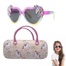 Unicorn Heart-Shaped Toddler Sunglasses with Hard Case – UV400 Protection | Ideal for Ages 3+ | Perfect for Outdoor Activities and Gifting