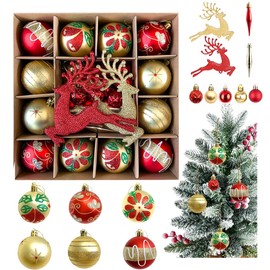 Esferas de Navidad, 40 Unidades Juego de Bolas de Navidad Adornos para árbol de Navidad Kit de Esferas Navideñas Decorativas Colgante Decoración para