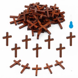 Yomirduy 50 Pack Wooden Crosses, Small wooden Crosses for Crafts, Small Crosses, Easter Eeg Fillers, Christmas Gifts