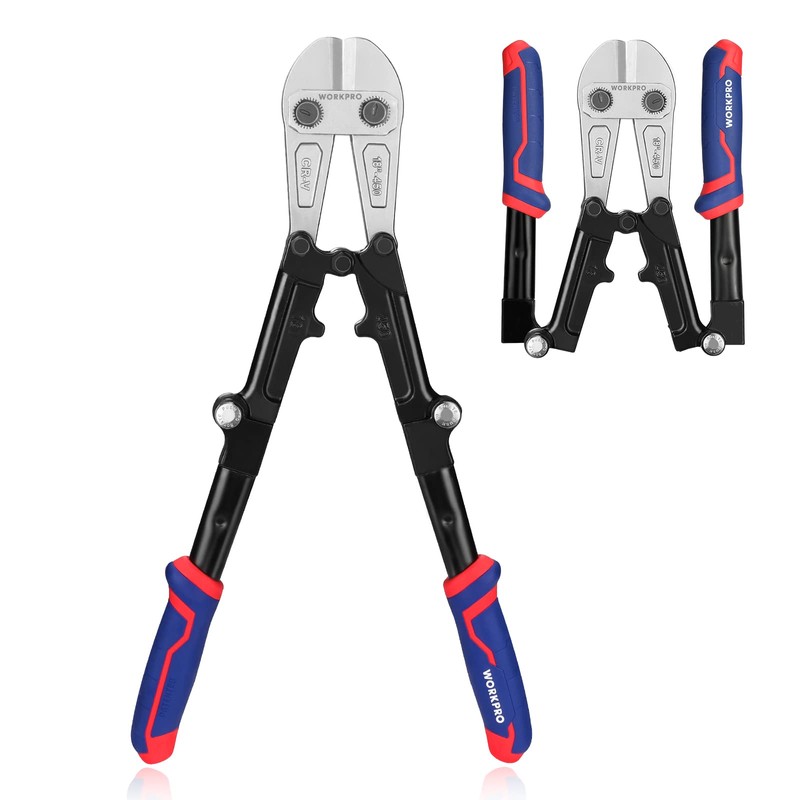 WORKPRO 18-Inch Foldable Bolt Cutter, Tri-Material Handle with Comfort Grip,