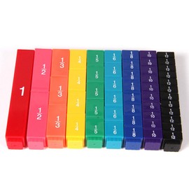 hand2mind Plastic Rainbow Fraction Tower Linking Cubes With Fractions, Visual Aid For Kids To Learn Fraction Equivalences, Math Fraction Cubes Are Color-Coded, Homeschool Supplies (Set of 51)