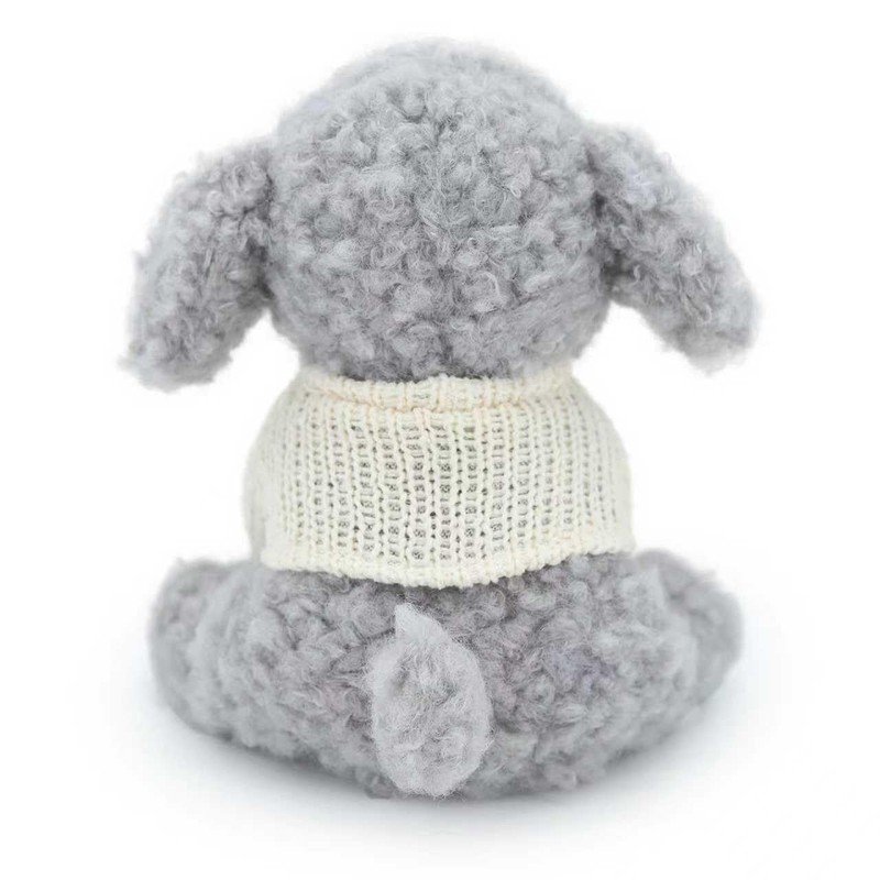 JamieCare 10'' Plush Dog Stuffed Animal with Knitted Sweater, Gray