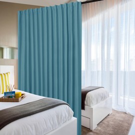 DWCN Privacy Room Divider Blackout Curtain - Patio Sliding Door Curtains, Extra Wide Thermal Curtains with Back Tab & Rod Pocket for Living Room and Bedroom Partition, 100 x 84 Inches, Stone Blue