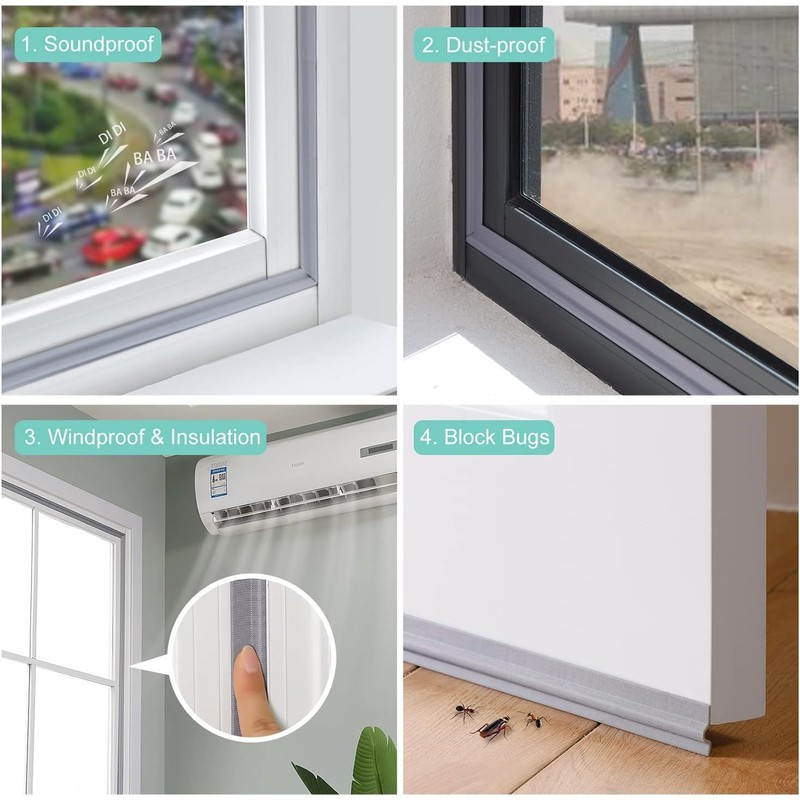 MOPMS Draft Stopper Sweep, Door Weatherproofing Stripping, Window Seal Strip