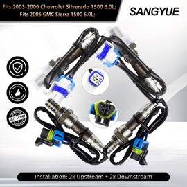 Sangyue 4x Oxygen O2 Sensor for 2003 2004 2005 2006 GMC Yukon Yukon XL 1500 6.0L Upstream + Downstream