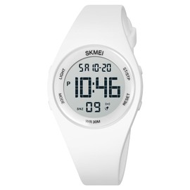 FANMIS Fashion Women Men Digital Sports Watch Student Electronic Outdoor Sport Watch Military Multi-function Luminous Waterproof Watch Unisex LED Digital Watch (White)