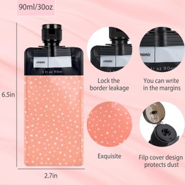 6 Pcs Leak Proof Refillable Compression Bag, 90ml Colorful Leak Proof Refillable Squeeze Pouches Travel Pouches, Refillable Travel Pouches Proof Squeeze for Shampoo Conditioner Lotion Soap Hand Soap