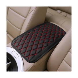 Zpana Car Center Console Cover, Scratch-Resistant Leather Vehicle Armrest Seat Storage Box Protector Cushion, Comfortable Automotive Interior Armrest Pad Mat, Universal Fit (Black/Red)