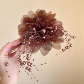 WENJESO Women's Shark Clip, Feather Hair Accessory, Peony Tassel, Hair Clip, Back Hair, Bulk