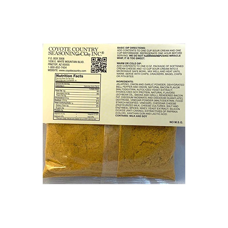 Coyote Country's Bacon Jalapeno Popper Dip Mix (3 Pack)