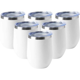 50-Pack Insulated Stainless Steel Wine Tumblers Sublimation Blanks with Spill-Proof Sliding Lid for Drinkwarecolor: White, capacity: 12oz