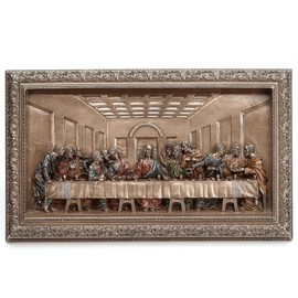 Veronese Design 11 Inch The Last Supper Framed Cold Cast Resin Bronze Finish Wall Sculpture