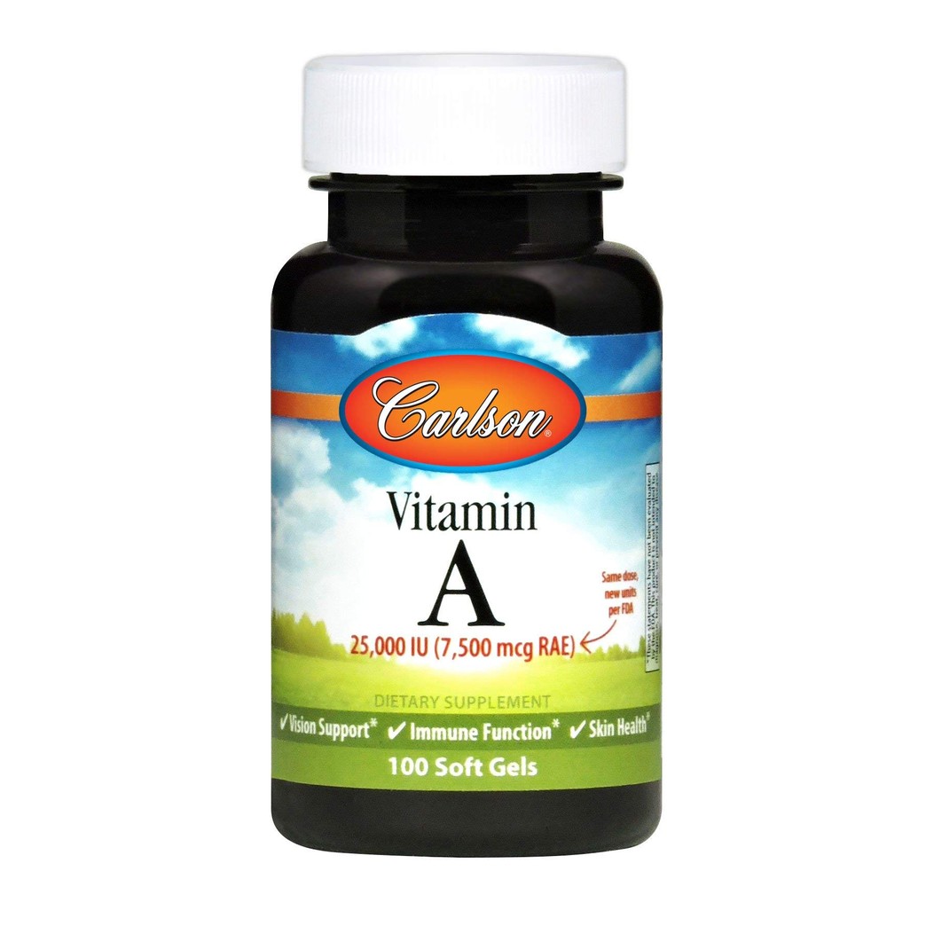 Carlson - Vitamin A, 25000 IU (7500 mcg RAE), Vision & Skin Health, Immune Function, 100 soft gels