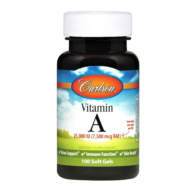 Carlson - Vitamin A, 25000 IU (7500 mcg RAE), Vision & Skin Health, Immune Function, 100 soft gels