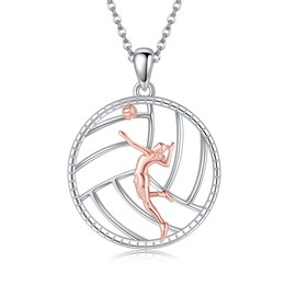 HUKKUN Volleyball Necklace Made of Sterling Silver, Women's Volleyball Pendant, Sports Jewellery for Women, Sterling Silver