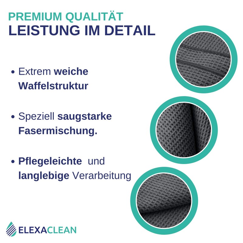 Elexaclean Microfibre Drying Cloth, Premium Waffle Cloth (60 x 40 cm)
