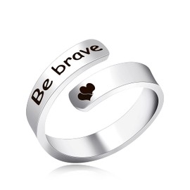 Uloveido Adjustable Inspirational Flying Dandelion Double Stainless Steel Freedom Ring Bands Cool Stacking Gift for Women, Engraving Rings Motivational Gift for Her Y2004, Metal Crystal