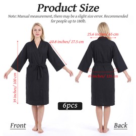 6 Pieces Salon Robes Smock for Clients Waterproof Hair Salon Gown Cape Soft Black Barber Smock Kimono Style for Clients with 1 Pocket