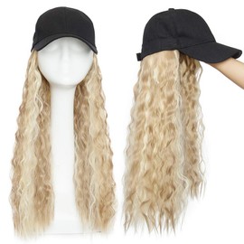 Tess Women's Long Wavy Synthetic Hair Extensions with Black Baseball Cap, Full Hair Extensions, 16 Inches (40 cm), 290 g
