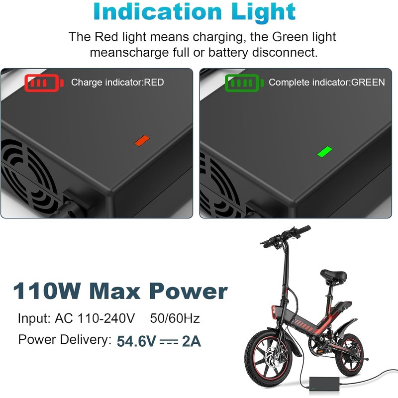 54.6V 2A Charger 7-in-1 Universal for 48 Volt Battery Charger