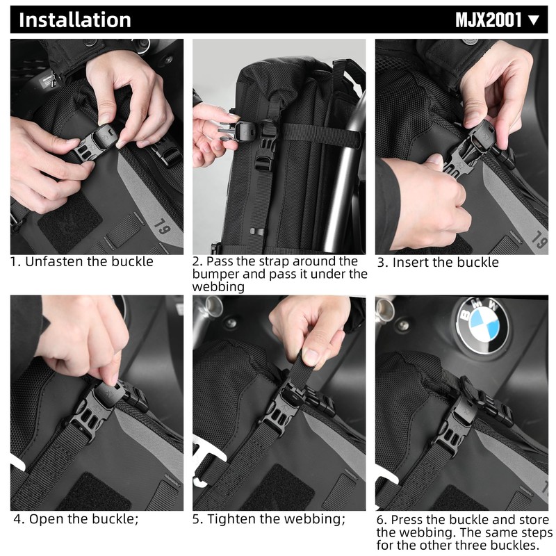 Rhinowalk Motorcycle Crash Bar Bag Waterproof Expandable Saddlebag with Secure