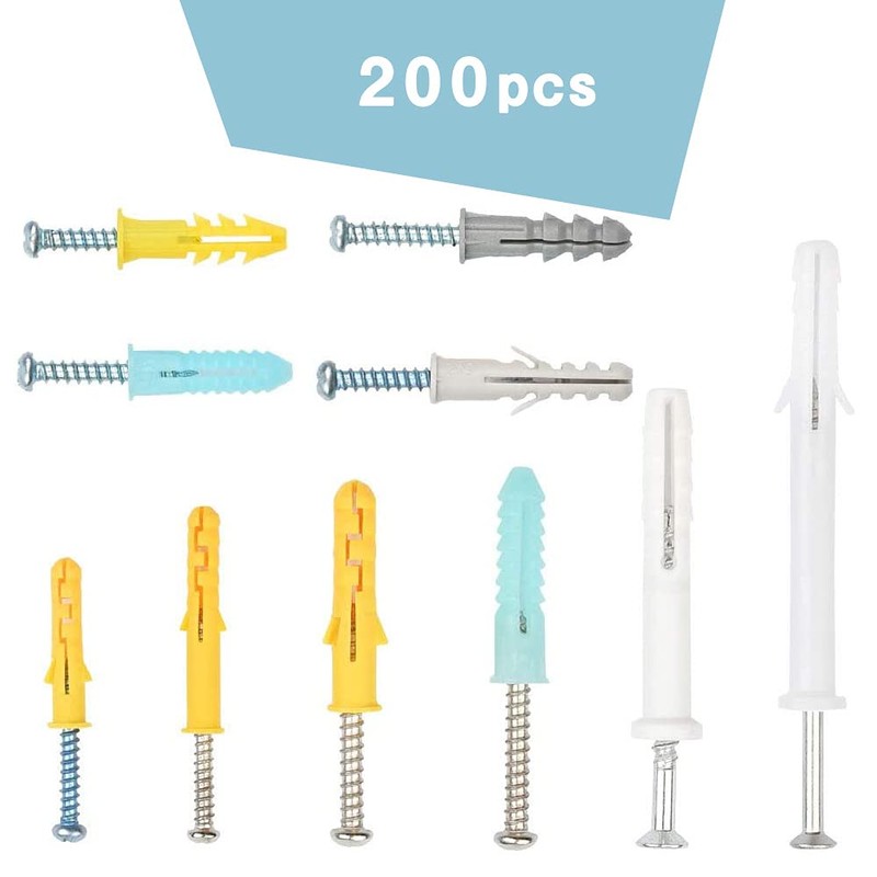 10 Different Sizes, 200 pcs, Board Anchor, Screw Set, Hollow