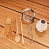 BambooMN Matcha Green Tea Whisk Set, White, 5-Piece Set, Bamboo