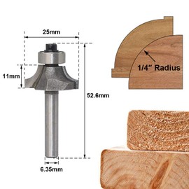 Bestgle 4pcs Round Over Edging Router Bits 1/4-Inch Shank 1/4", 3/8", 7/16",1/2" Radius Corner Roundover Beading Router Bit Set Woodworking Milling Cutter Tools