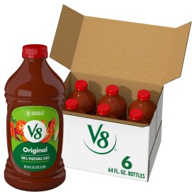V8 Original 100 Vegetable Juice 64 Fl Oz Pack of 6 Gluten Free Non GMO
