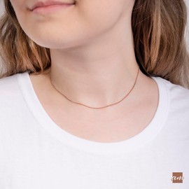 Amberta 14K Rose Gold Plated on 925 Sterling Silver 1.3 mm Heart Chain Necklace Length 14" inch / 36 cm (14)