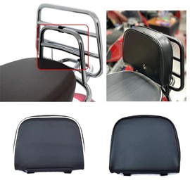 Motorcycle Rear Seat Cushion Passenger Backrest Pad Compatible with Vespa GTS GTV 300 GTS300 Primavera Sprint 150 GTS300 Motorcycle Sissy Bar Pannier Rack Backrest Pad (Black)