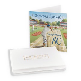 Hunts England - Boxed 80th Someone Special Cricket Birthday Card - Milo's - Age 80 Birthday Card For Someone Special - For 80 Year Old Cricket Fan - In Keepsake Box