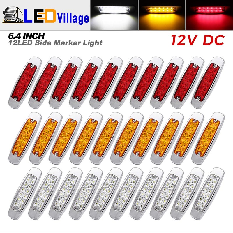 30 Pcs Ledvillage 12V DC 6.4 Inch 10 Amber 10
