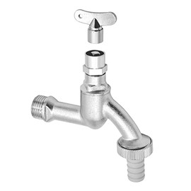 VARIOSAN Outlet Valve with Socket Wrench 14405, 1/2 Inch, Matt Chrome-Plated, with Hose Fitting