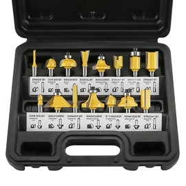 15-Piece Milling Cutter Set for Routers, Multi-Purpose Carbide Cutter 6.35 mm Shank Milling Cutter Set for Wood Grooving, Carving, Cutting, Milling and Edge Processing